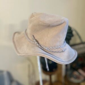 Free People Suede Leather Stylish Beige Hat Cowgirl